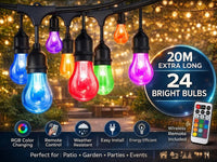 Thumbnail for Outdoor Festoon Light String Lights 20M 24 LED Bulbs