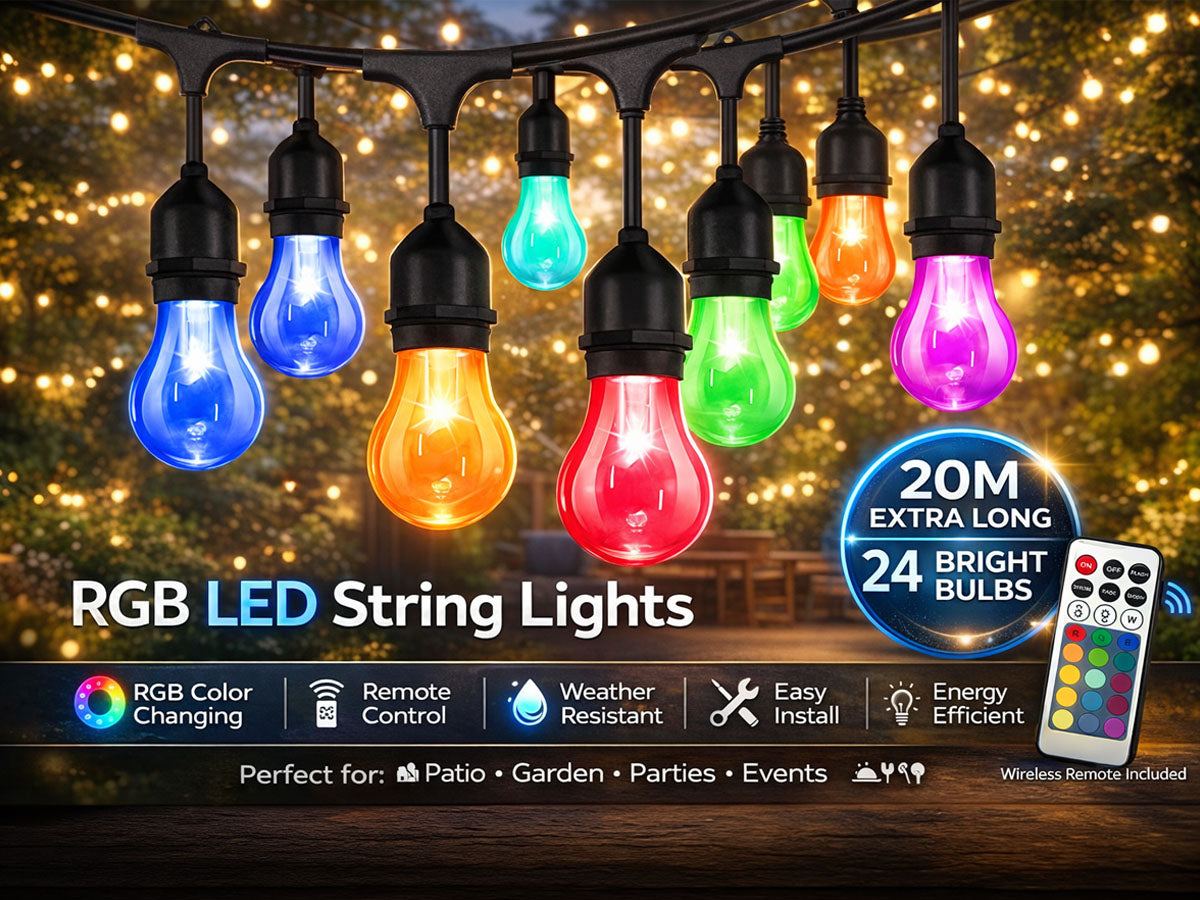 Outdoor Festoon Light String Lights 20M 24 LED Bulbs