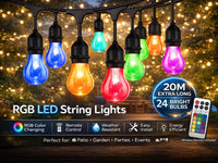Thumbnail for Outdoor Festoon Light String Lights 20M 24 LED Bulbs
