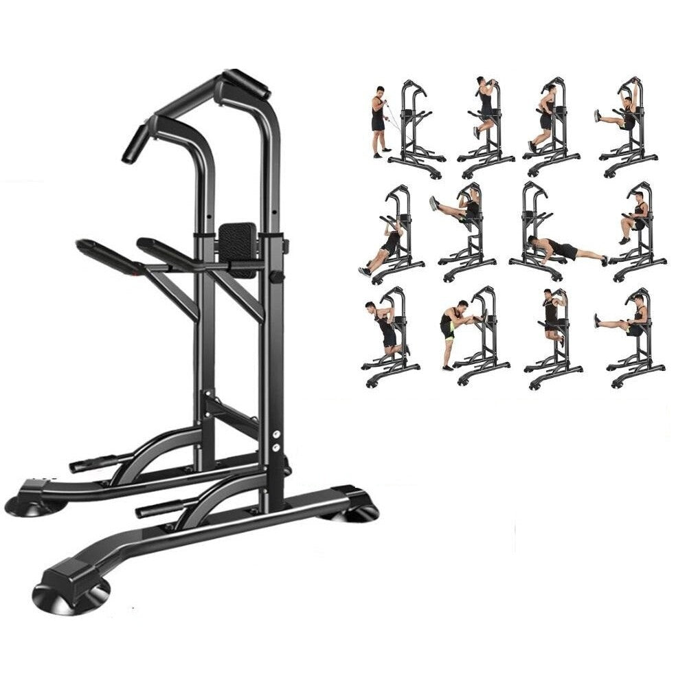 Power tower home gym showing pull up bar and padded arms