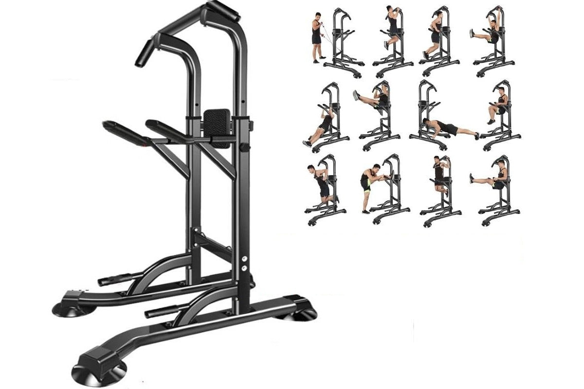 Side view of power tower with adjustable height feature