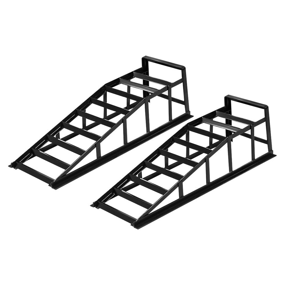 Pair of heavy duty car ramps with red finish