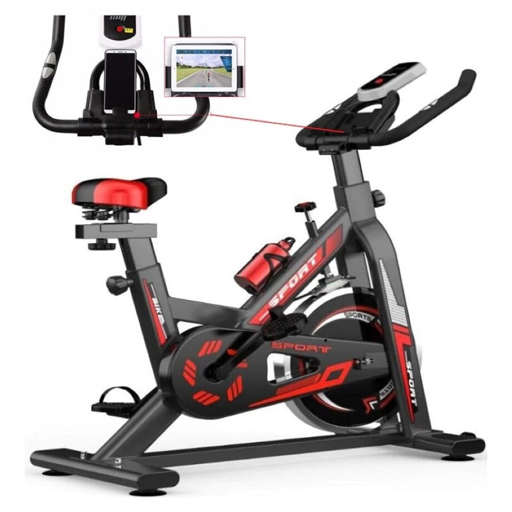 Exercise bike with auxiliary moving wheels
