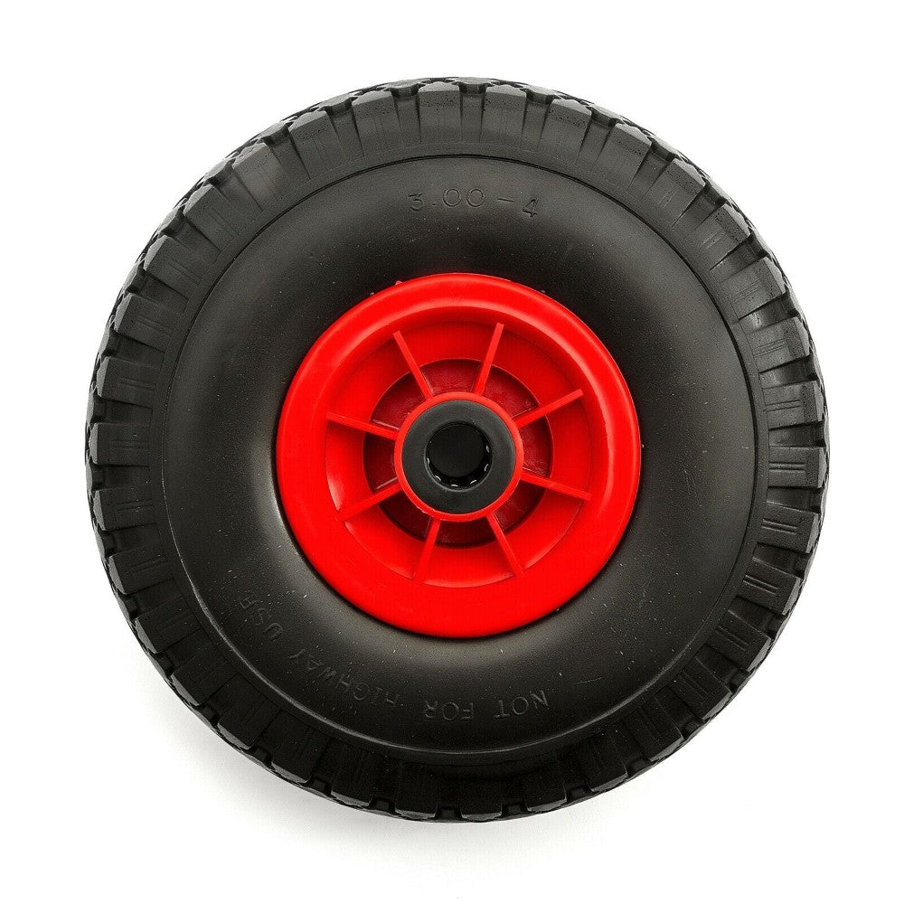 Go cart wheel 10 inch red PU tyre side view