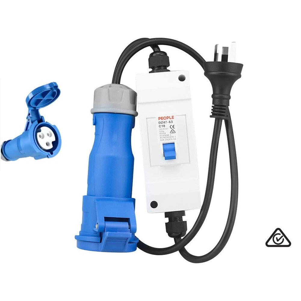 16 amp round pin plug and coupler on adaptor