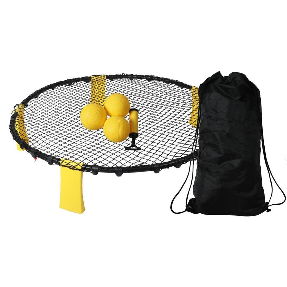 Inflator pump included with spike ball set