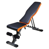 Thumbnail for Adjustable FID sit up weight bench side view showing black cushion