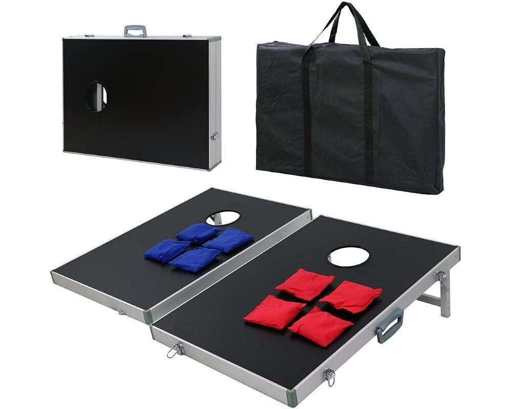 Cornhole set with zippered carrying case