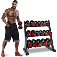 Thumbnail for 3-tier dumbbell rack steel frame black finish
