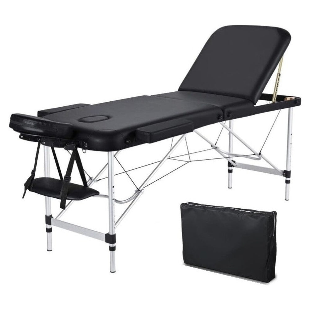 Folding aluminium massage table black
