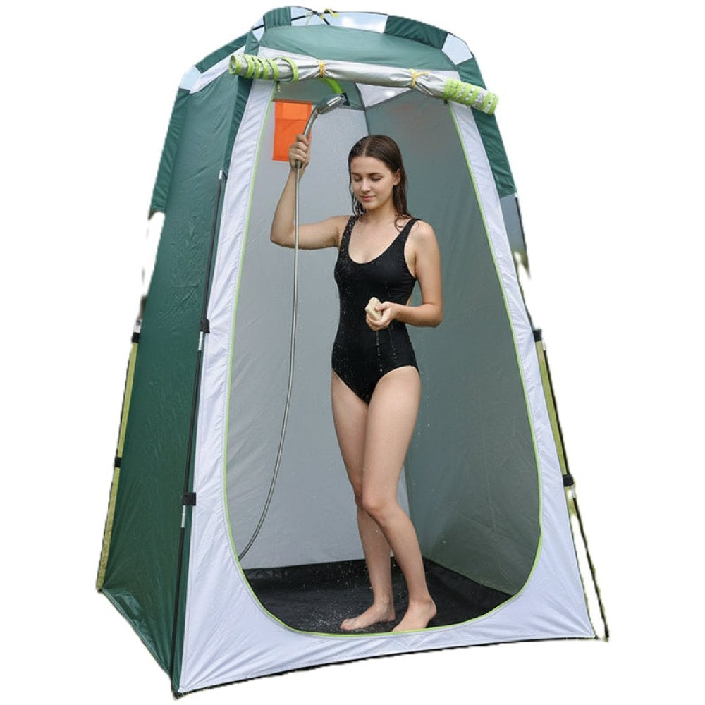 Camping shower tent entrance with zip closure