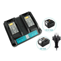 Thumbnail for Makita battery charger DC18RD dual port front view
