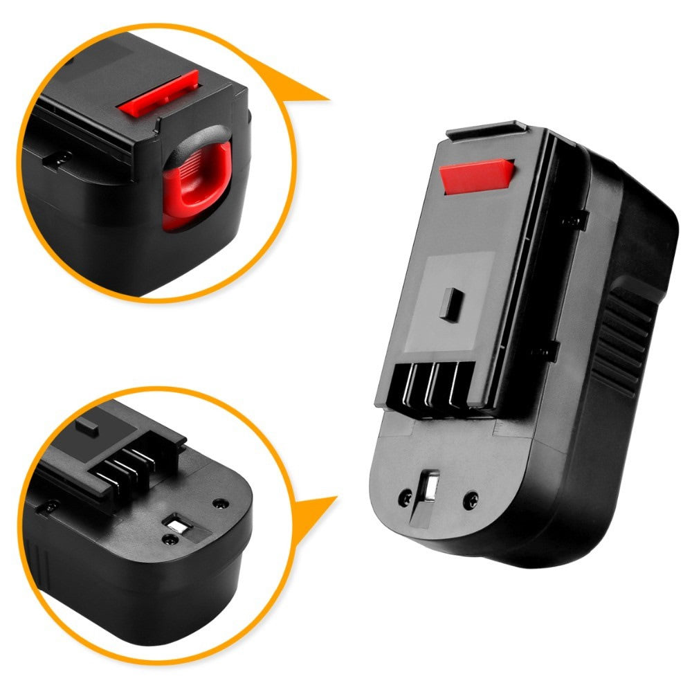 Battery with label showing voltage and capacity