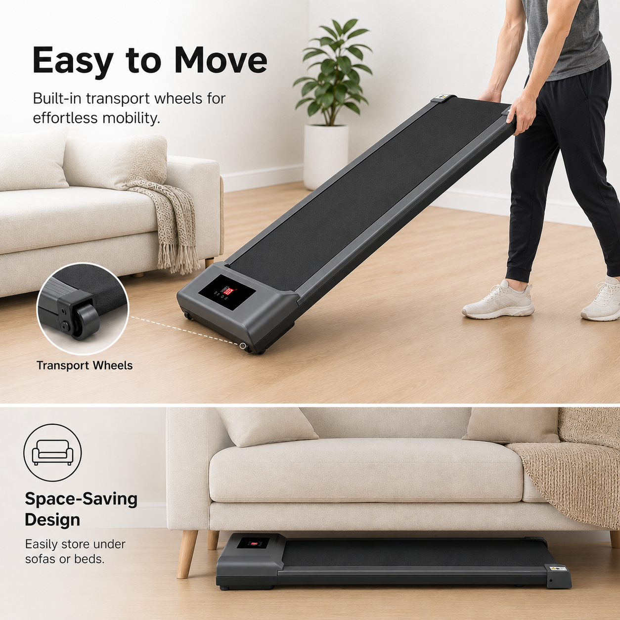 Foldable Walking Pad Treadmill Compact Flat