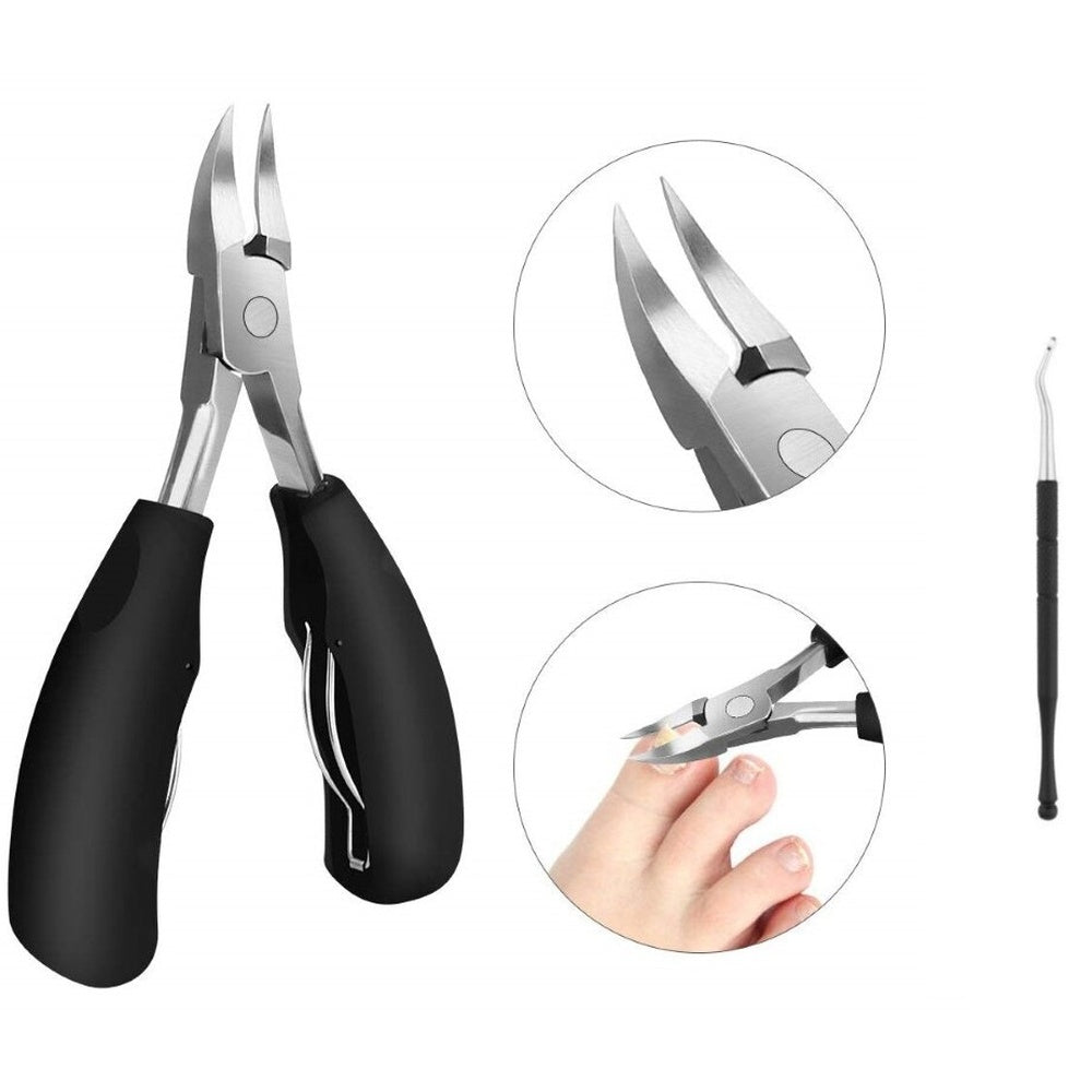 Heavy duty clippers in use on toenail