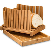 Thumbnail for Bamboo bread slicer front view with adjustable slicing slots