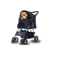 Thumbnail for Foldable Pet Stroller dark blue side angle