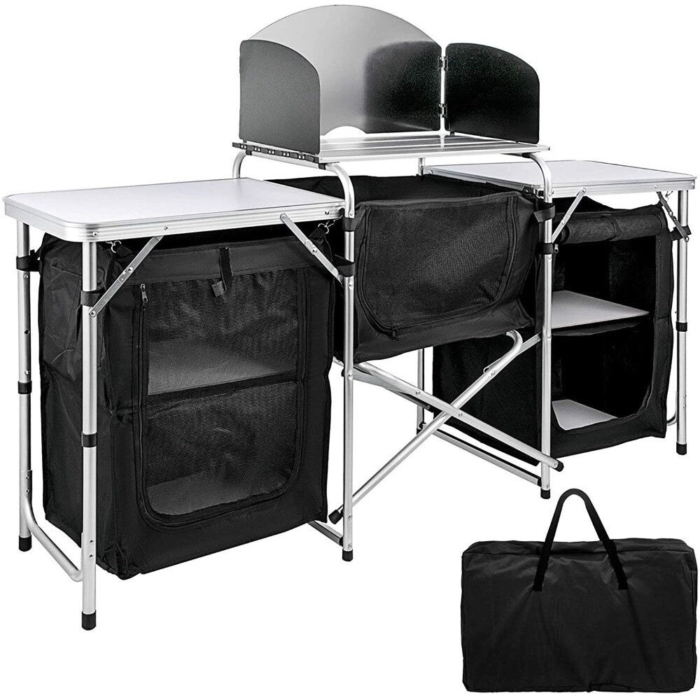 Camping kitchen table portable aluminium surface