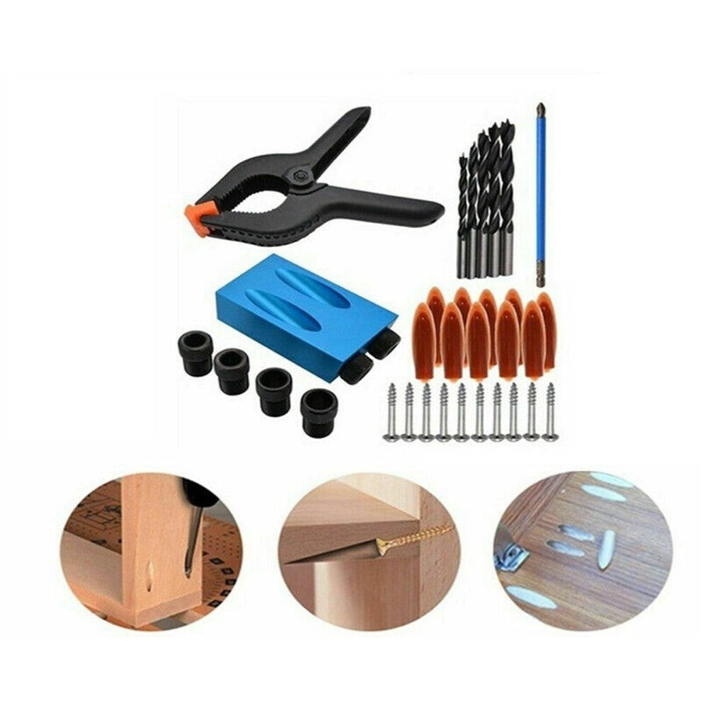 Pocket hole jig kit with drill guide and accessories