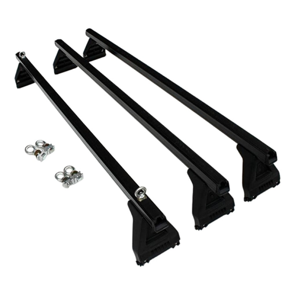 Roof racks with locking clamps installed