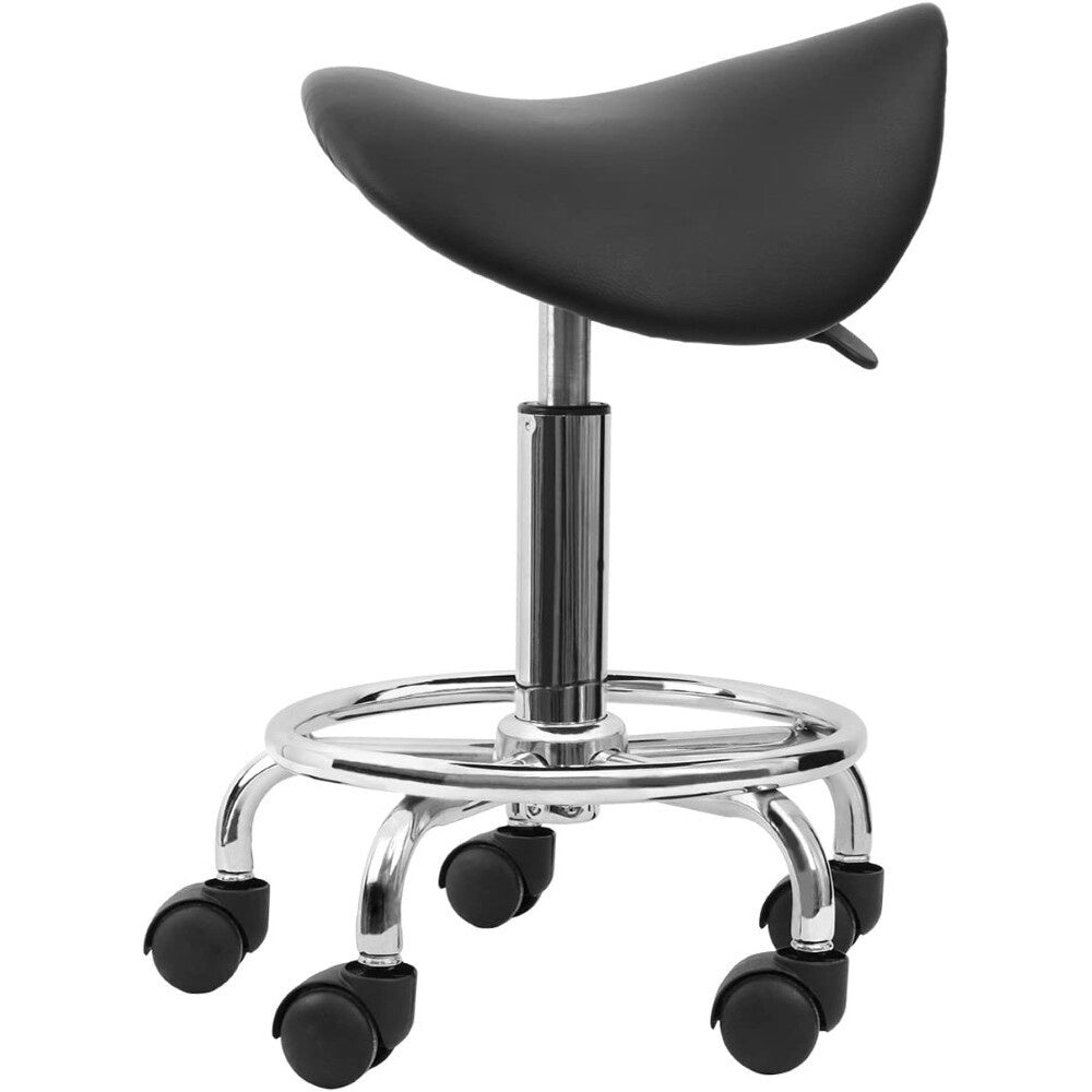 Rolling Saddle Stool PU Leather with black triangular seat
