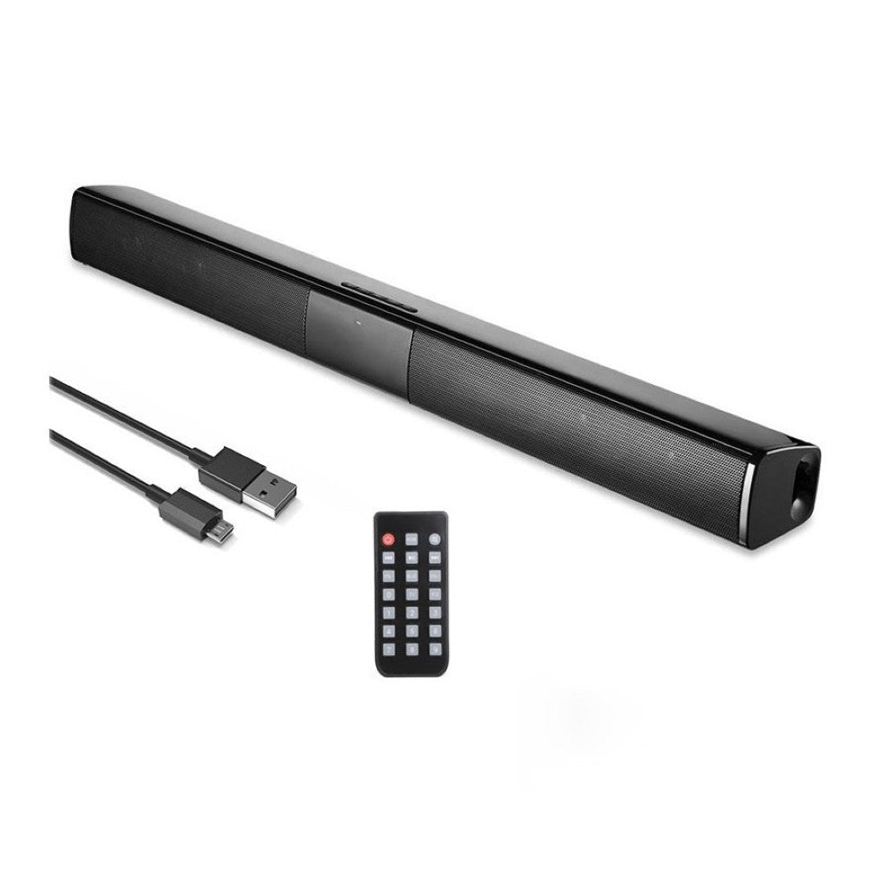 Black Bluetooth soundbar speaker front view