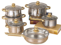 Thumbnail for Cookware Sets, 12Pcs Pots and Pans Kitchen Cooking Set with Golden Handle, Easy to, Kitchen Cookware Set for Induction Electric and Gas Cooktops