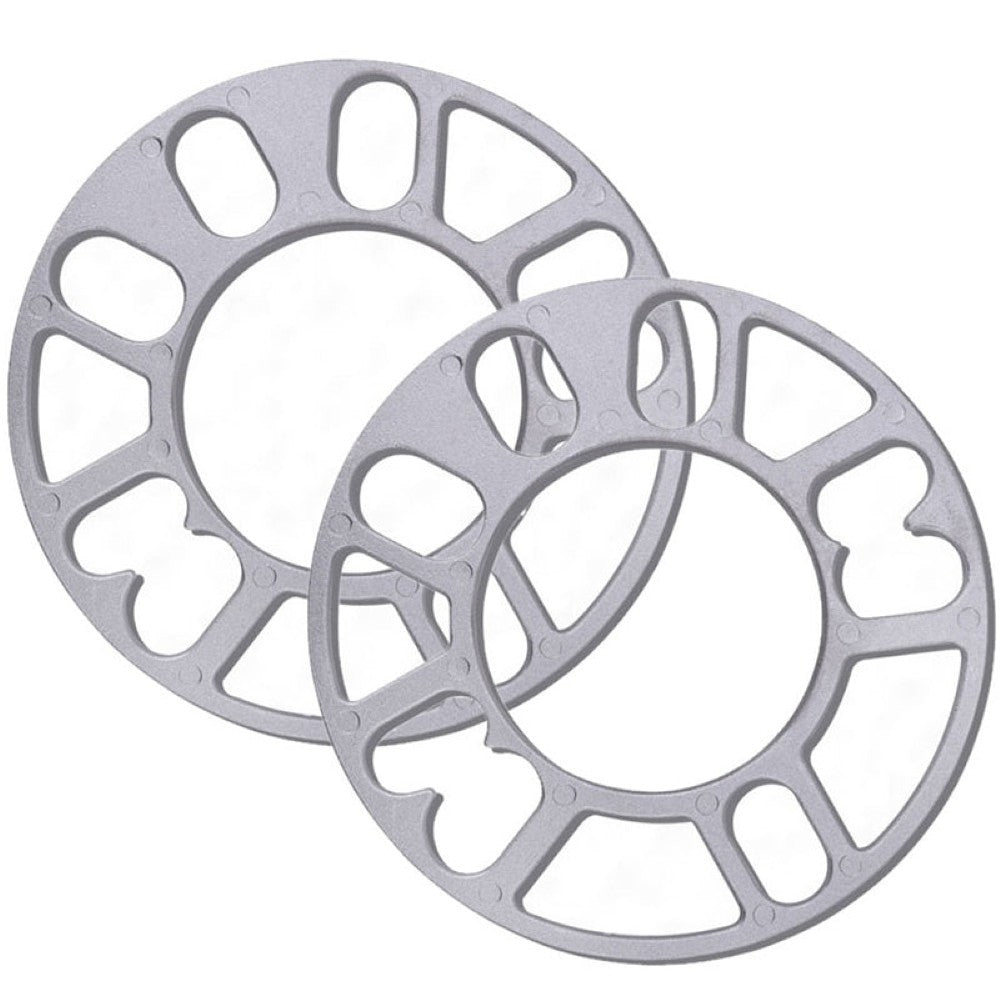 Wheel spacers stacked showing aluminium finish