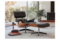 Thumbnail for Replica Eames lounge chair with black PU leather upholstery