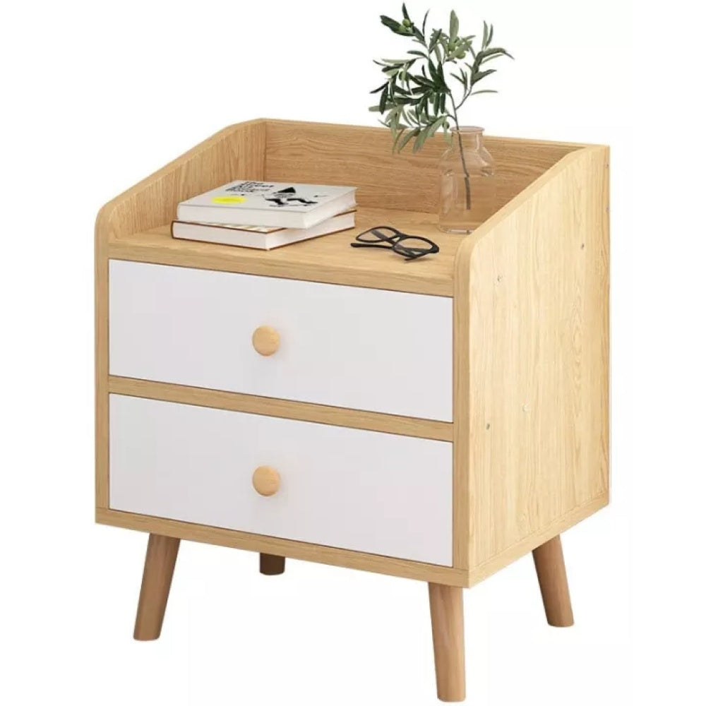 Brown bedside table nightstand drawer opening smoothly