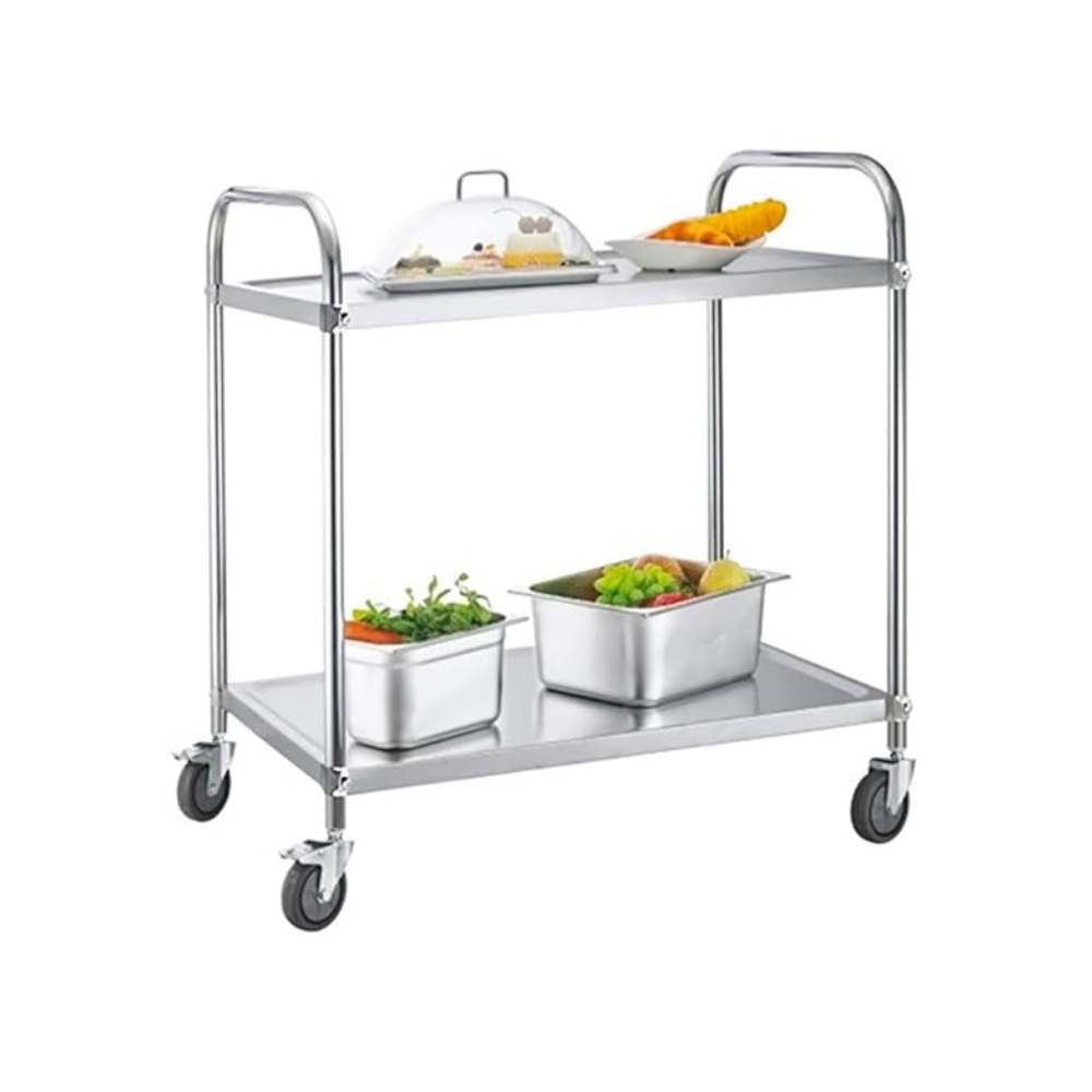 Kitchen trolley 2 layers stainless steel full view