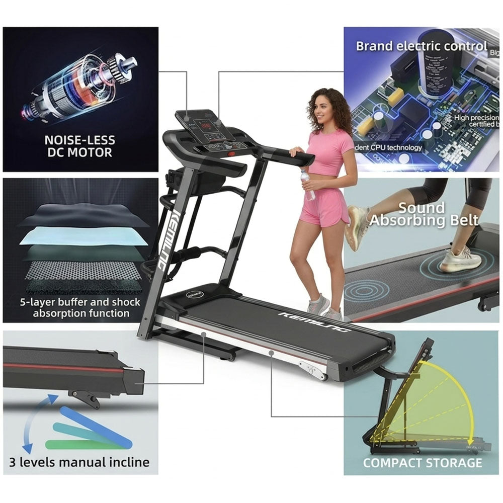 Multifunctional Foldable Treadmill 120 kg Capacity