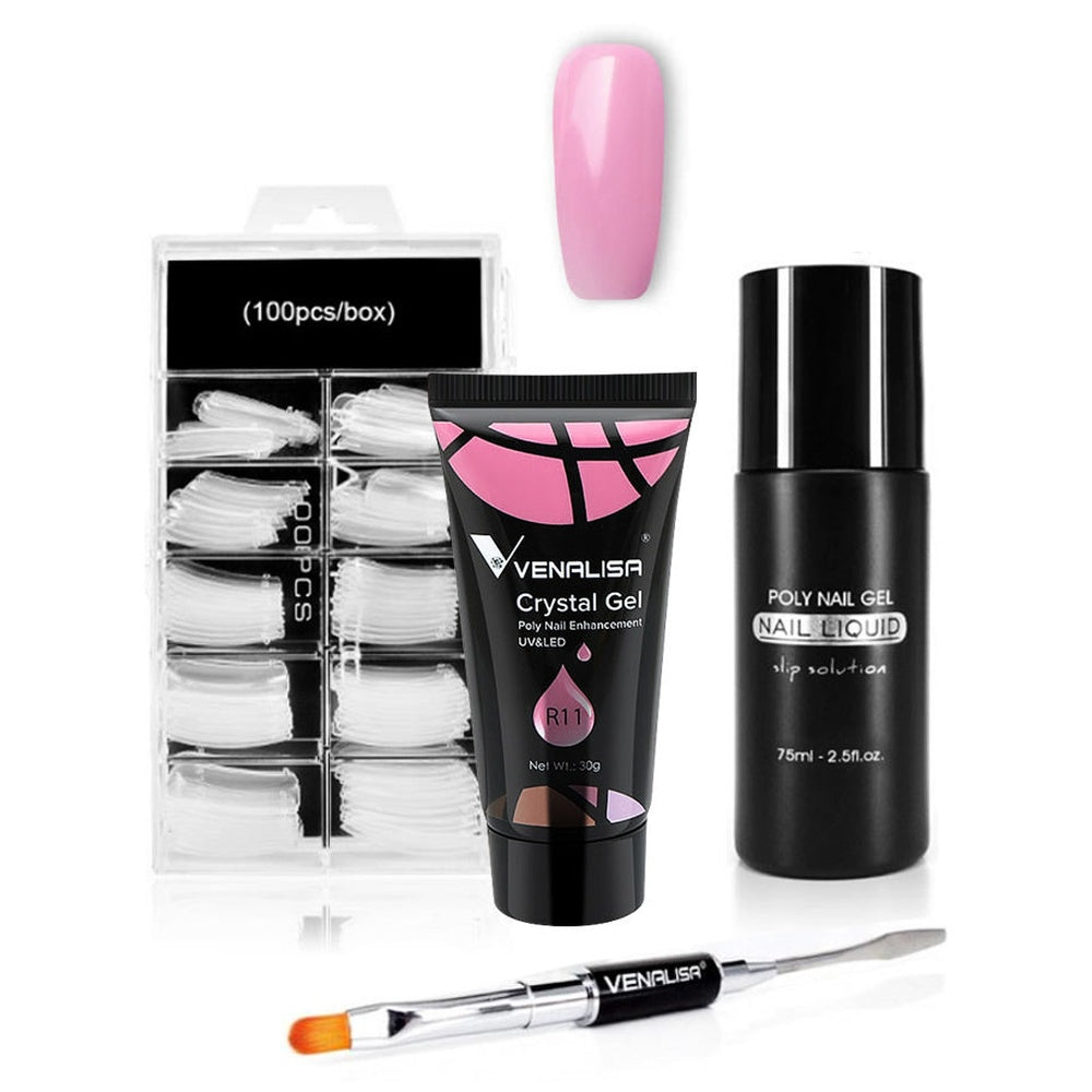 Brush and nail tips from acrylic poly gel kit