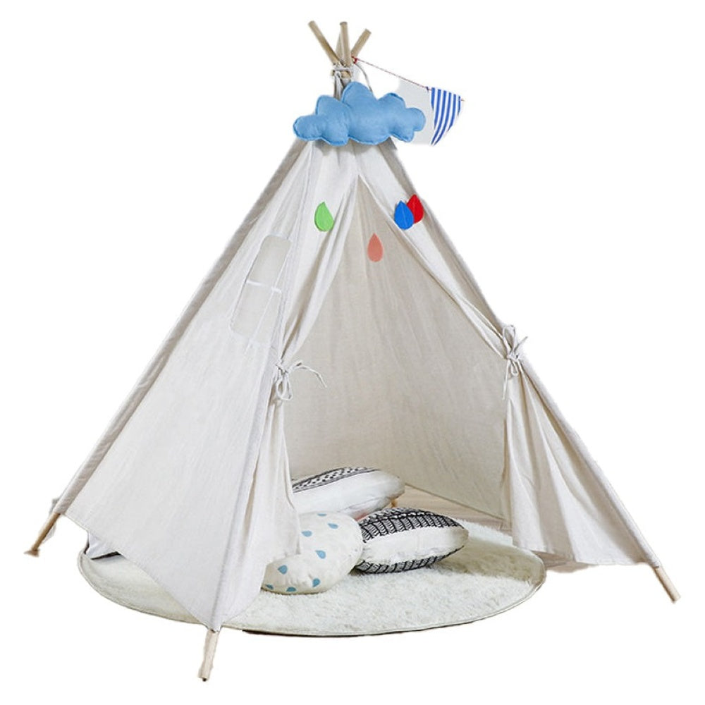 Kids play tent cotton canvas teepee white colour