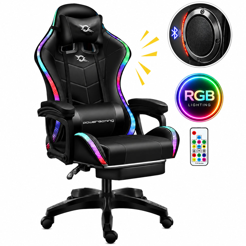 Gaming Chair Office Chair With Foot Rest Racing Chair with Speaker and Light