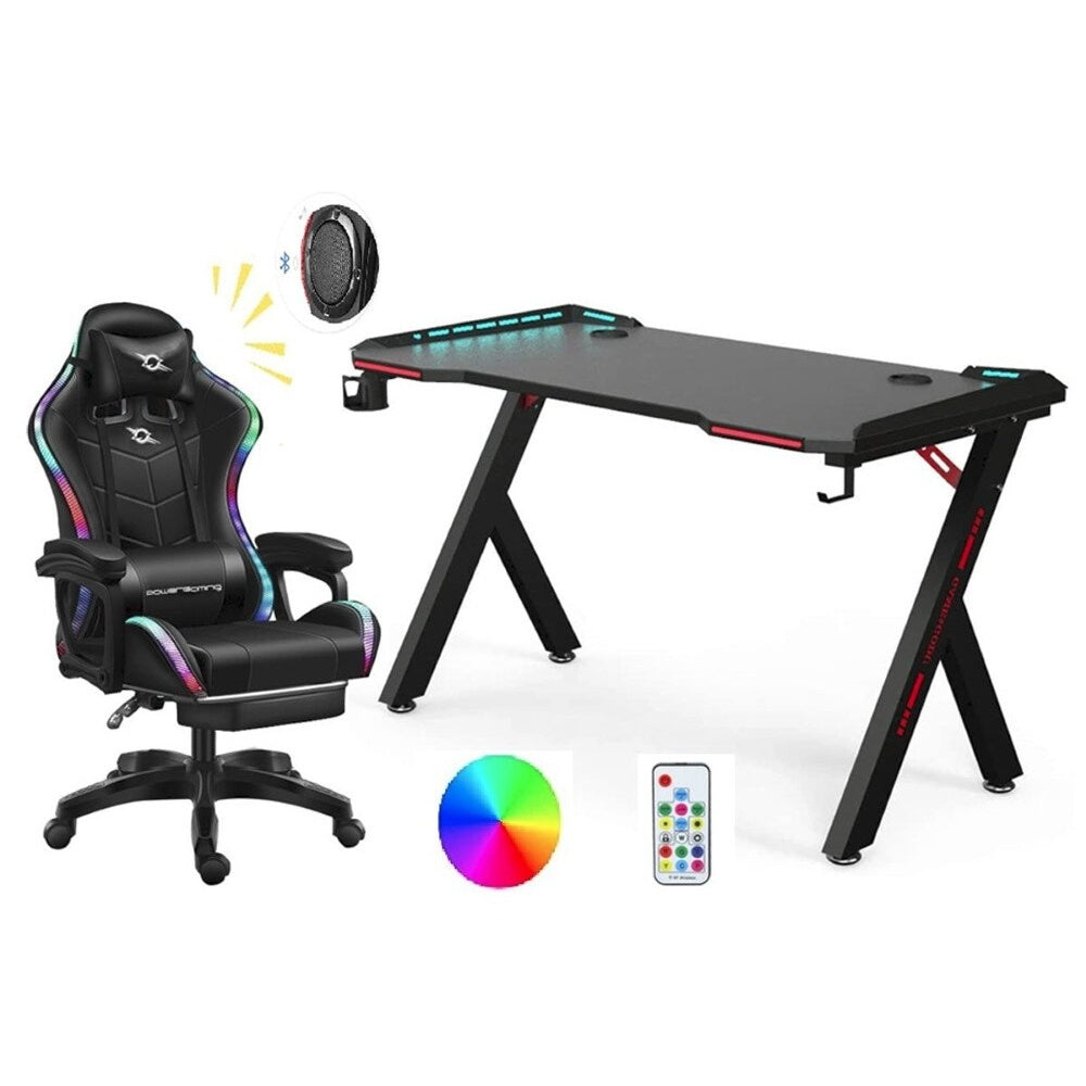 Ergonomic gaming chair with black PU leather and headrest