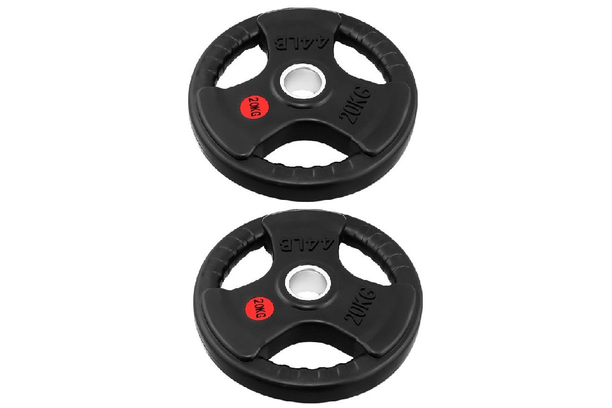 Pair of bumper plates stacked together