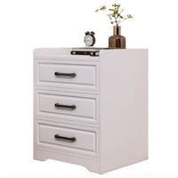 Thumbnail for White bedside table nightstand front view with 3 drawers