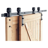 Thumbnail for Barn door hardware kit components laid out for assembly