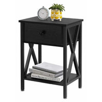 Thumbnail for Black bedside table nightstand with drawer