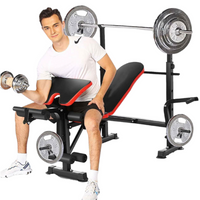 Thumbnail for Adjustable weight bench black with padded vinyl cushion