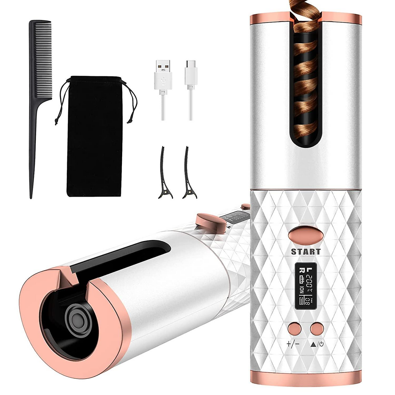 Hair curler showing one-button control