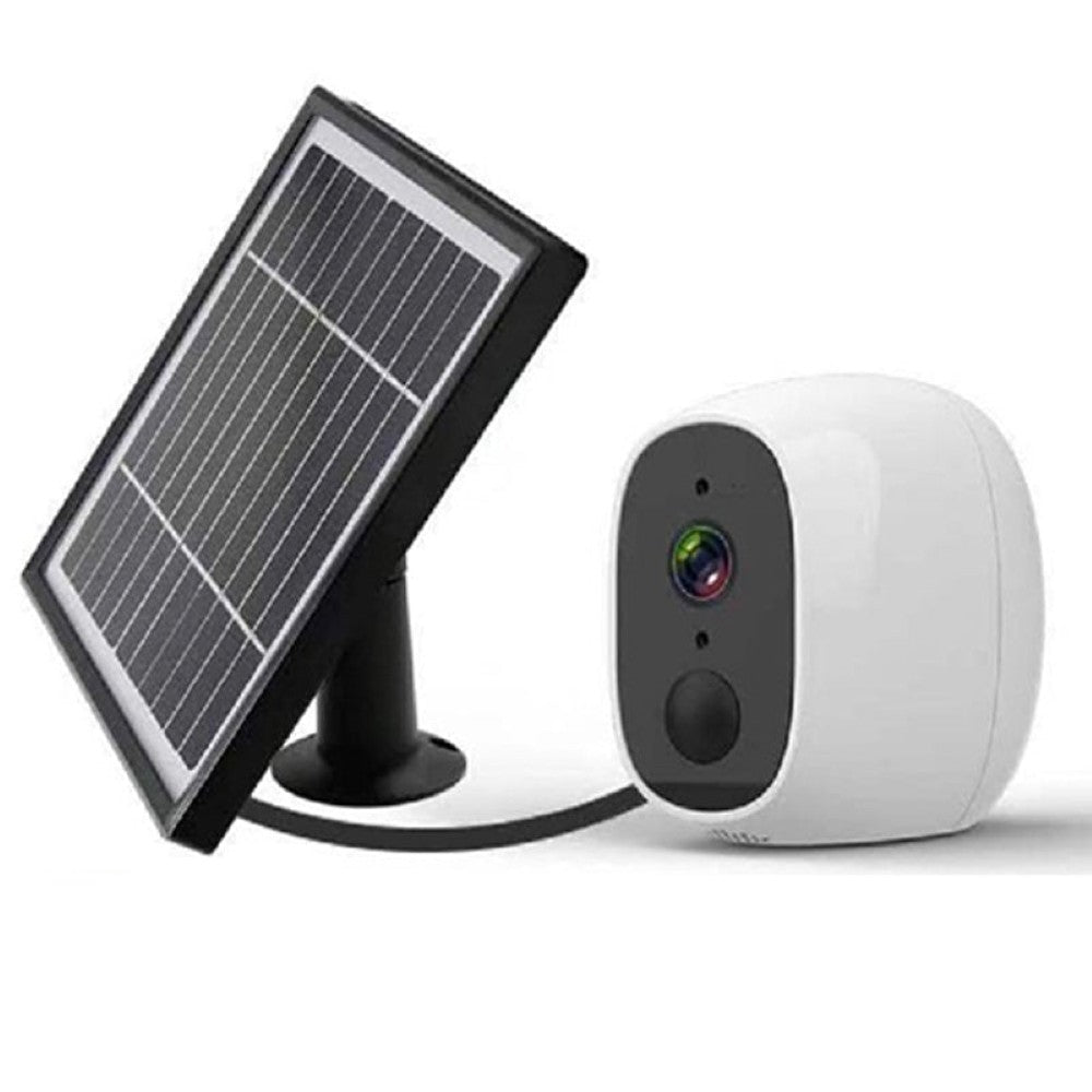 IP wireless security camera mounted on outdoor wall
