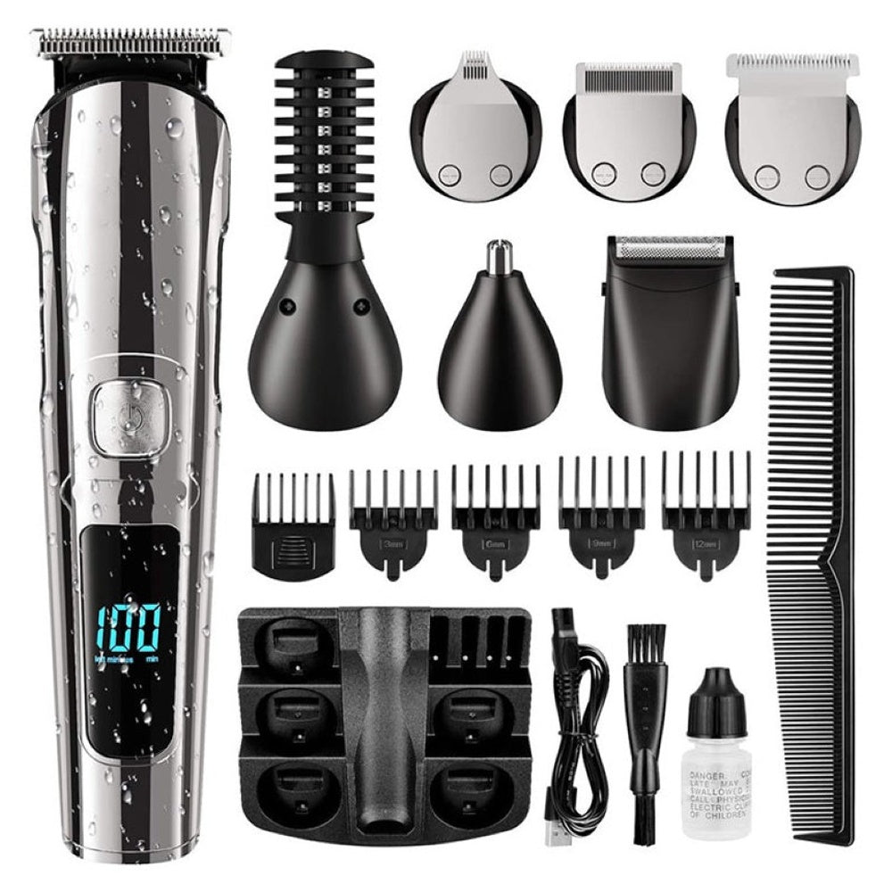 Hair trimmer kit with all accessories laid out