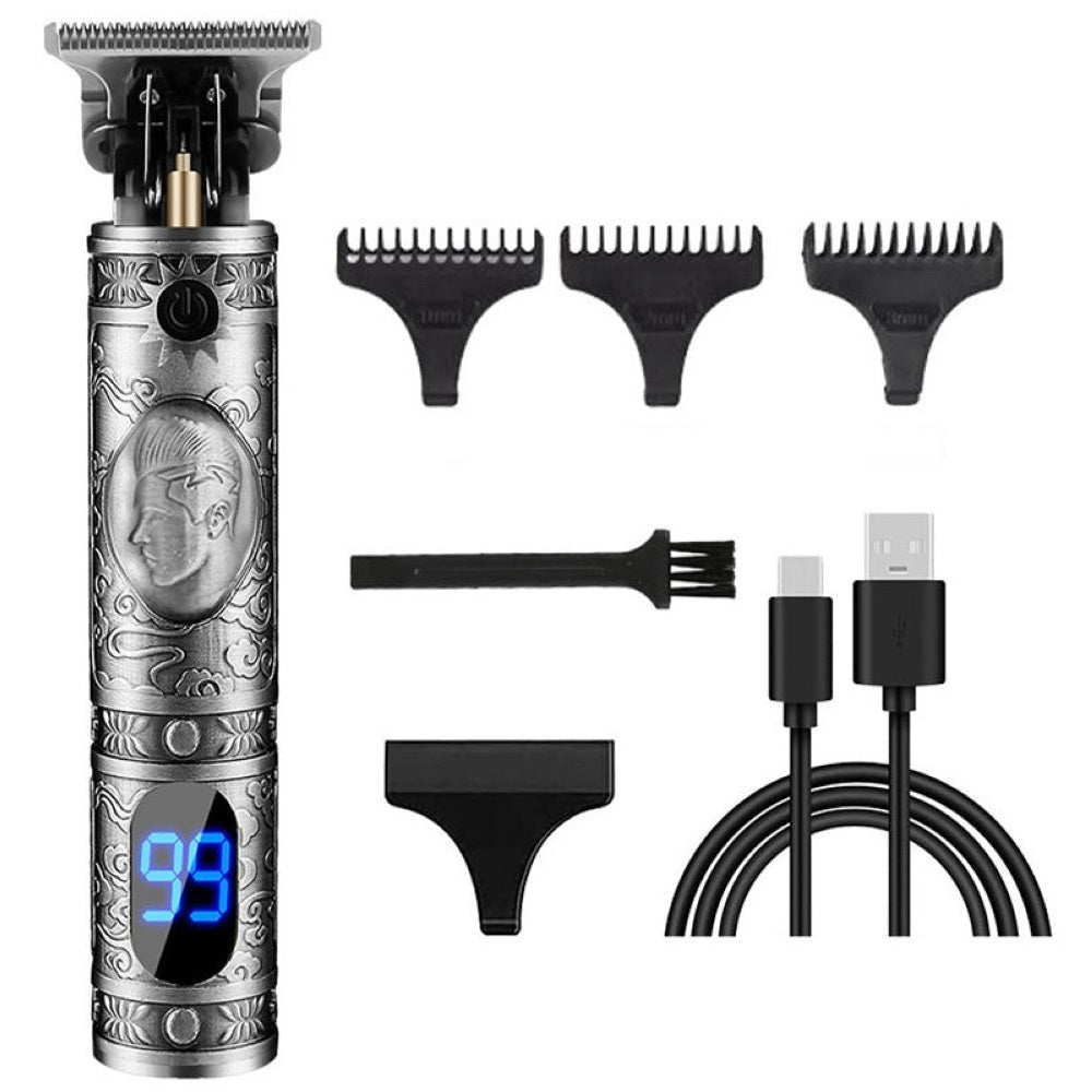 Electric hair trimmer clipper silver side view