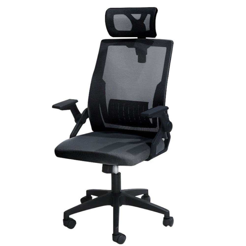 Black ergonomic office chair mesh back