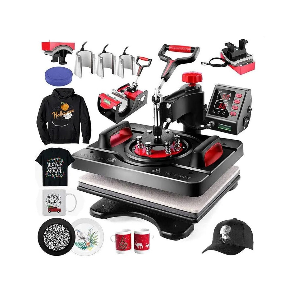 Mug heat press machine 8-in-1 front view with aluminium plate