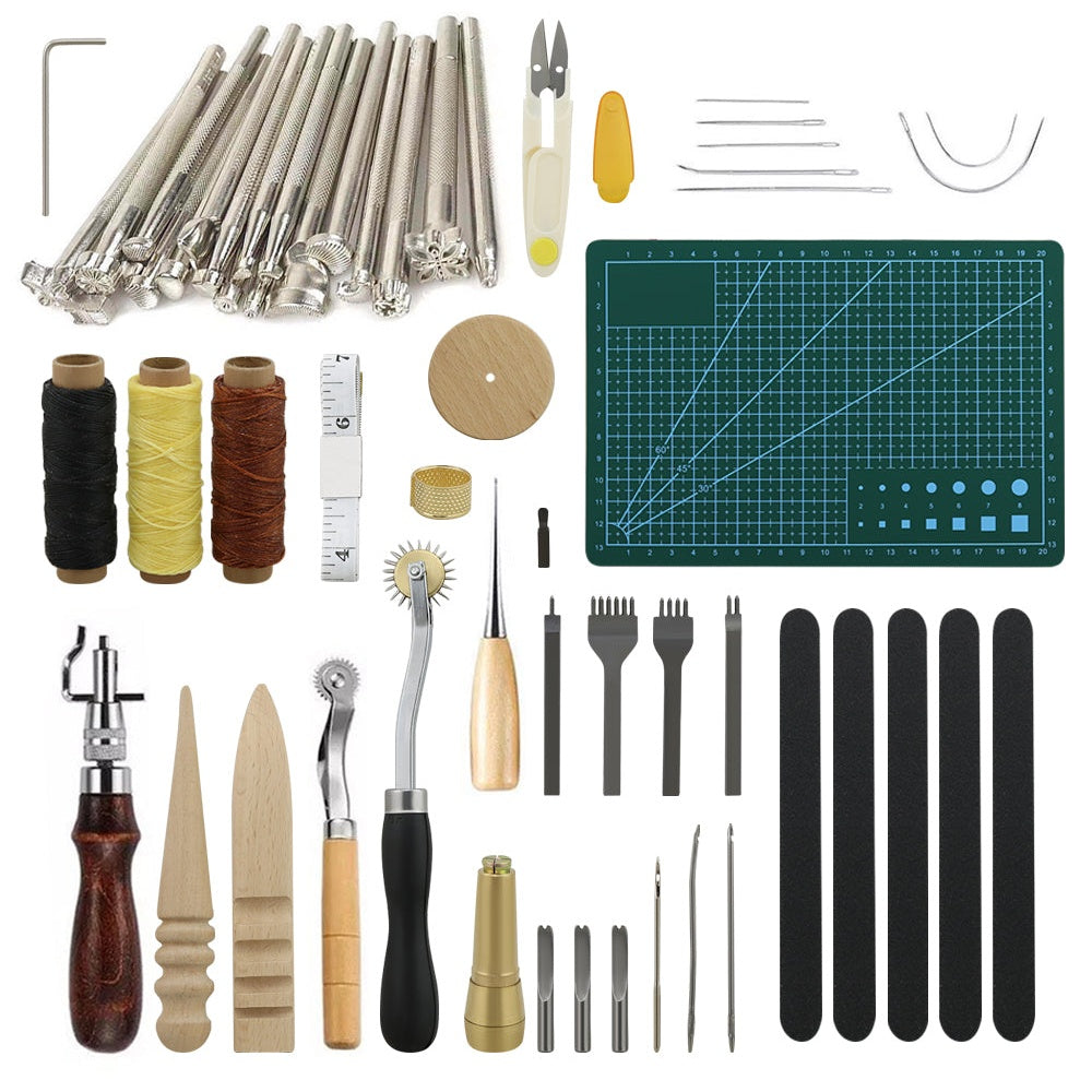 59 piece leather craft tools kit with groover and punches