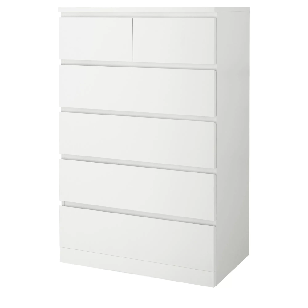 Tallboy chest of drawers white with six drawers