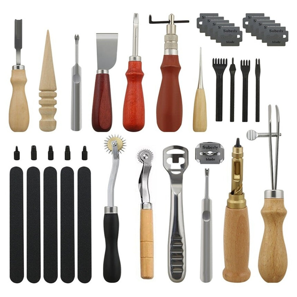 Leather craft tools kit storage case included